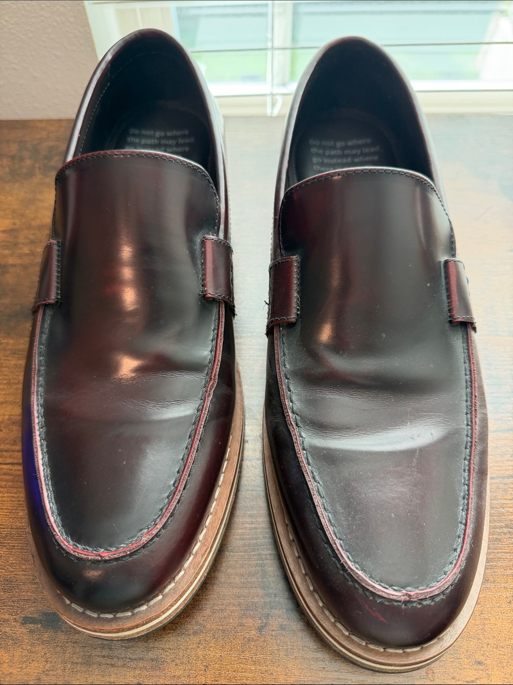 Men's Leather Slip-On Loafers in Dark Burgundy